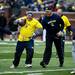 A Maize Team  player runs downfield after catching the ball during the alumni spring flag football game on Saturday, April 13. AnnArbor.com I Daniel Brenner